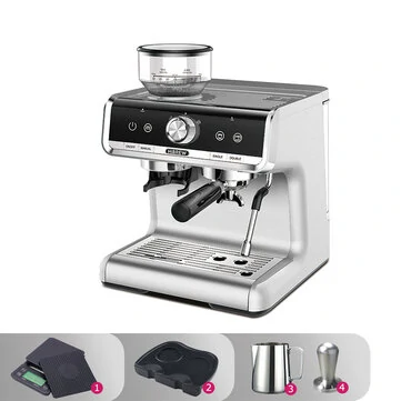 [EU Direct] HiBREW H7 Semi-automatic Espresso Machine 1450W 19 Bar Conical Burr Grinder 30 Levels Grinding Beans Intelligent Temperature Control with Latte Cup Powder Tamper Electronic Scale