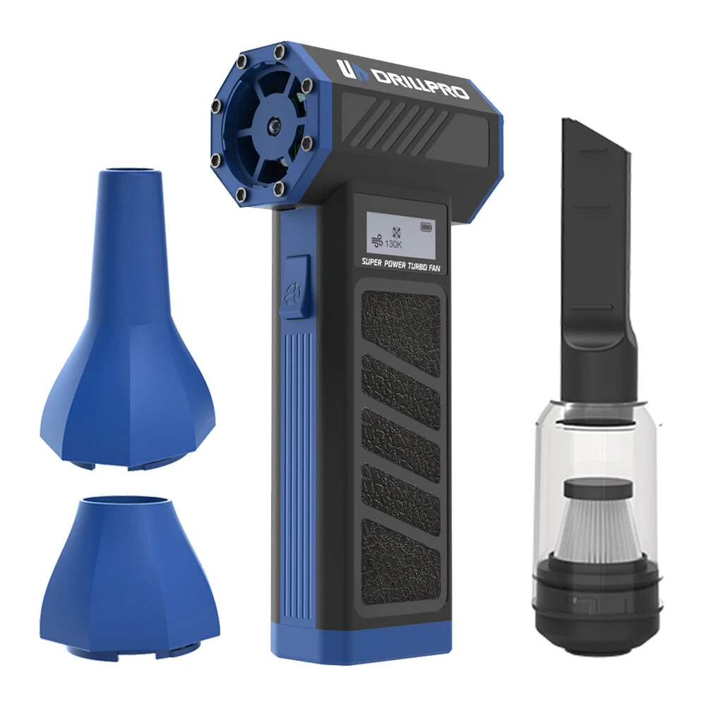 DRILLPRO P30 Turbo Fan 130,000 RPM 300g Wind Pressure with 5000mAh Battery Dual Nozzles Portable Brushless Motor High Performance