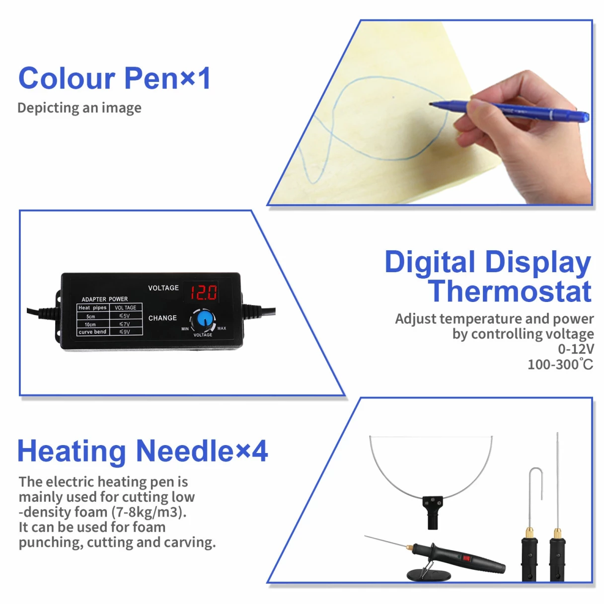 4 in 1 Foam Cutter Set With Digital Voltage Controller Electric Cutting Machine Styrofoam Cutting Pen Foam Die Tool