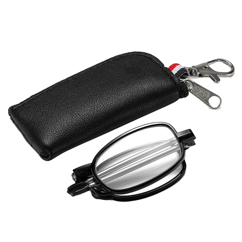 Portable Folding Reading Glasses with Buckle Storage Bag HD Anti-Blue Light Anti-Radiation Glasses Presbyopic Glasses for Women Men