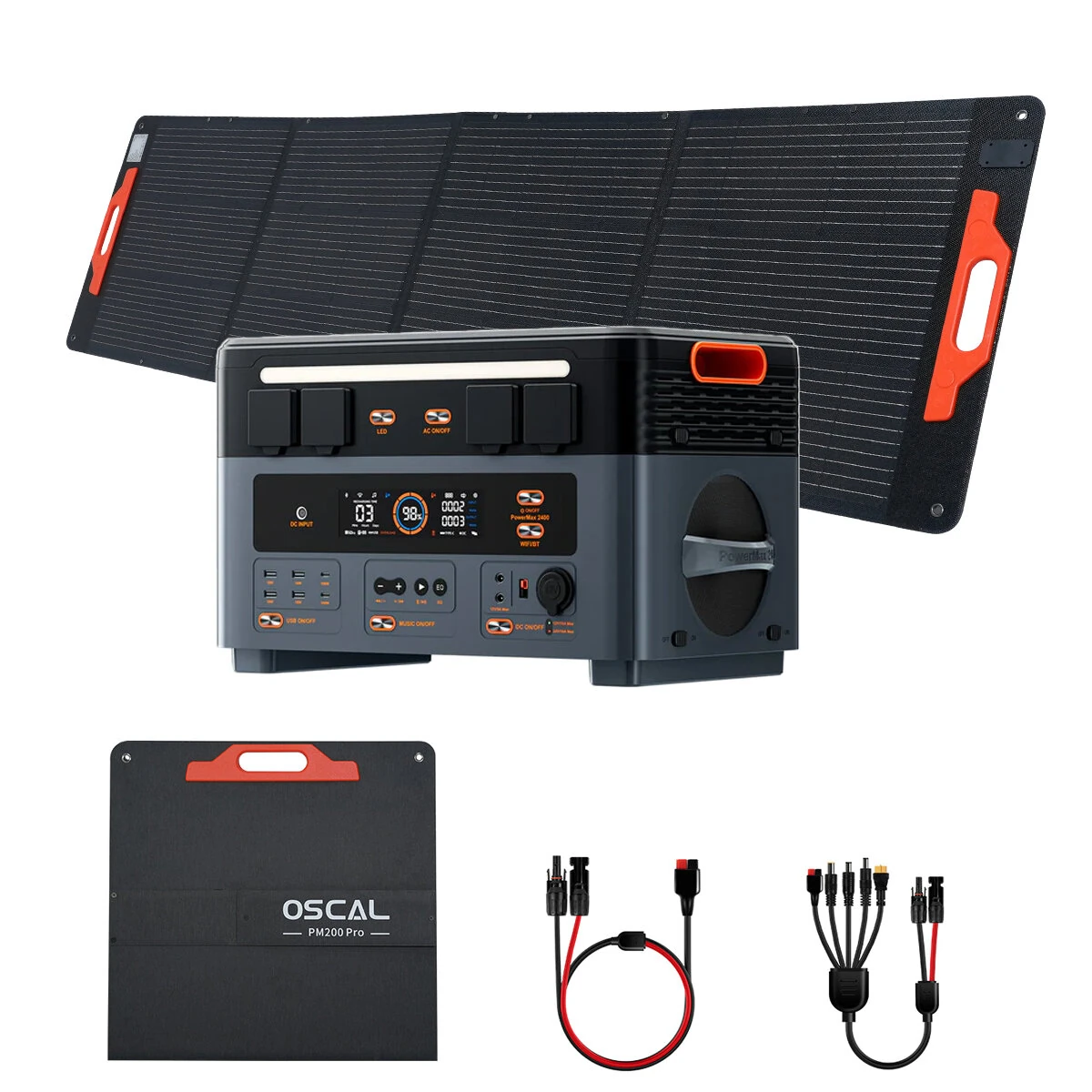 [EU Direct] Blackview Oscal PowerMax 2400 Pro Portable Power Station, 2016Wh 2400W Outdoor Generator, 3500+ Cycles LiFePO4, Dual Speakers, 1.2H Fast Charge, Smart APP