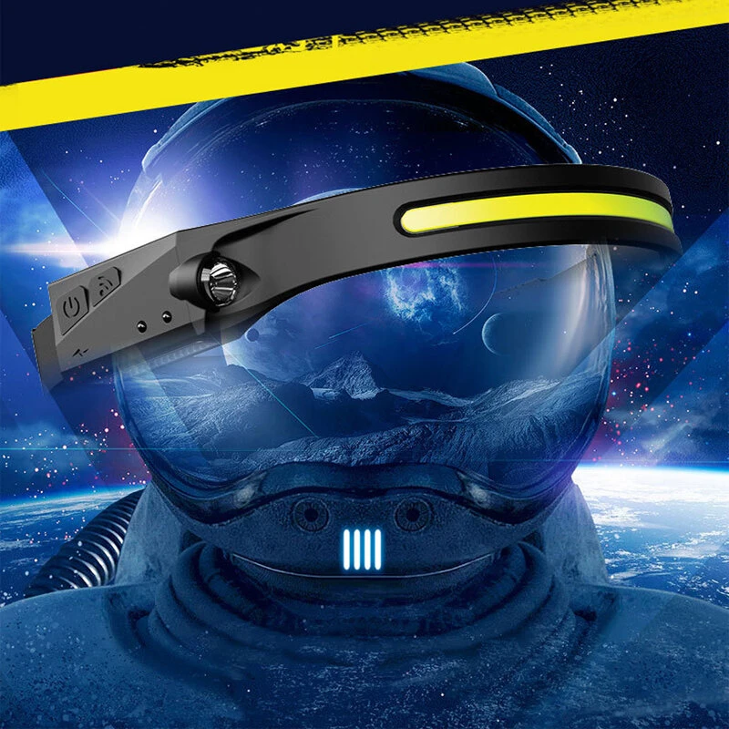 Bikight LX200 Wave Sensor 1200mAh 270° Wide Range 350LM 5 Lighting Modes LED Headlamp USB Rechargeable Head Torch COB Outdoor Cycling Adventure Fishing Flashlight Bike Headlamp