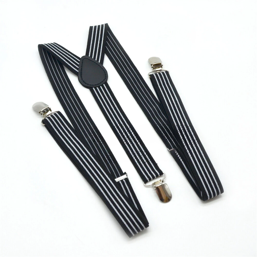 2.5cm Retro Stripes Men's Suspenders with 3 Clips Elastic Adjustable Y-back Trouser Braces for Daily Vacations Work Outfits