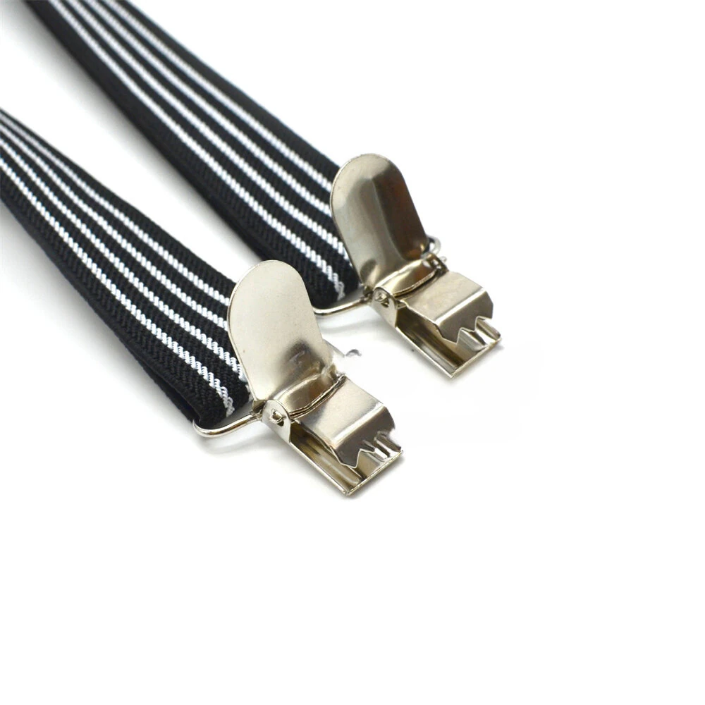 2.5cm Retro Stripes Men's Suspenders with 3 Clips Elastic Adjustable Y-back Trouser Braces for Daily Vacations Work Outfits