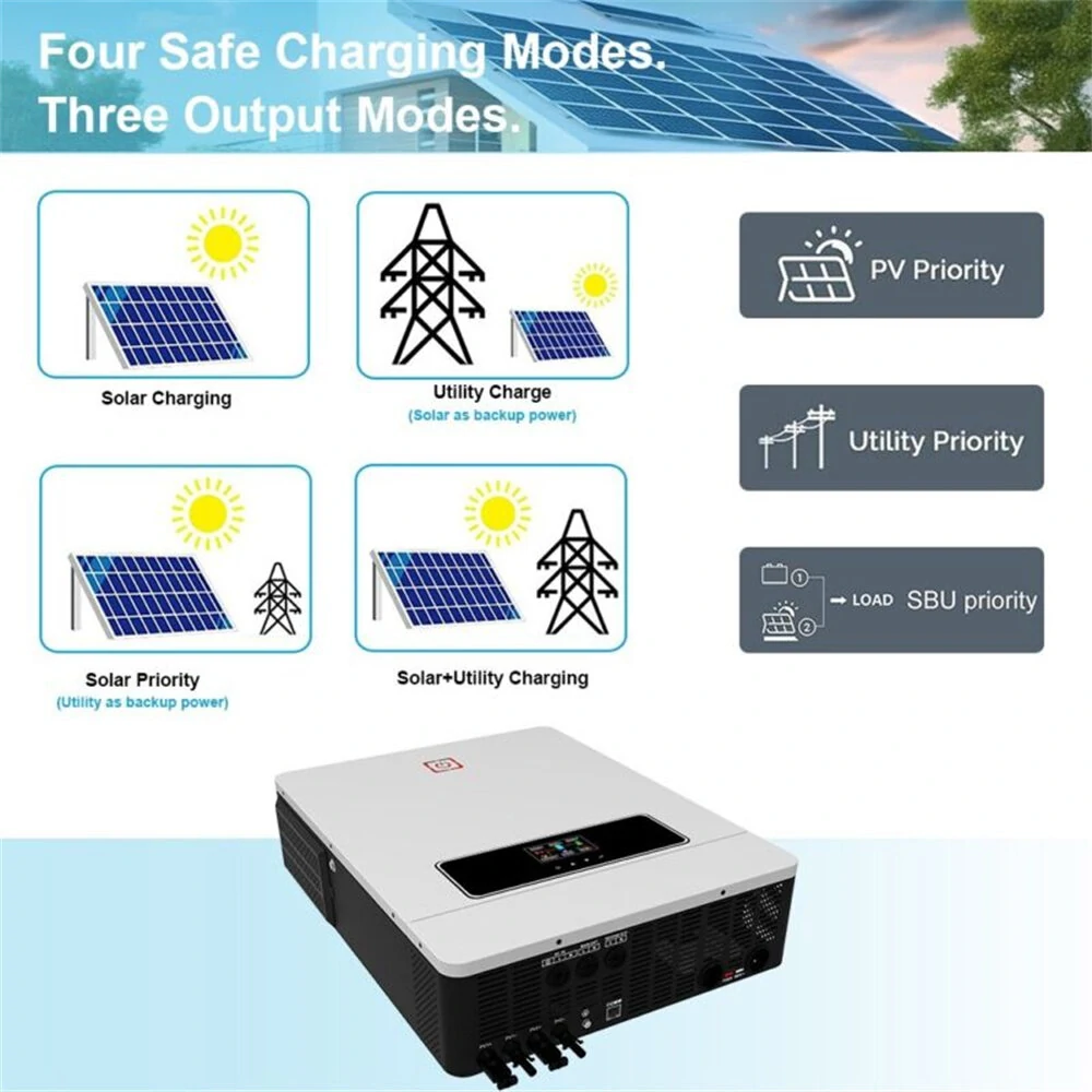 [EU Direct] DAXTROMN POWER 10200W Solar Hybrid Inverter 48Vdc to 230Vac Pure Sine Wave with 2XMPPT 140A 160A Max PV Input 500V, WiFi Module, BMS, Grid-Tie/Off-Grid, 2 AC Outputs, with Charger For Lead-Acid, Lithium Battery, and LifePo4, AGH-10.2KW