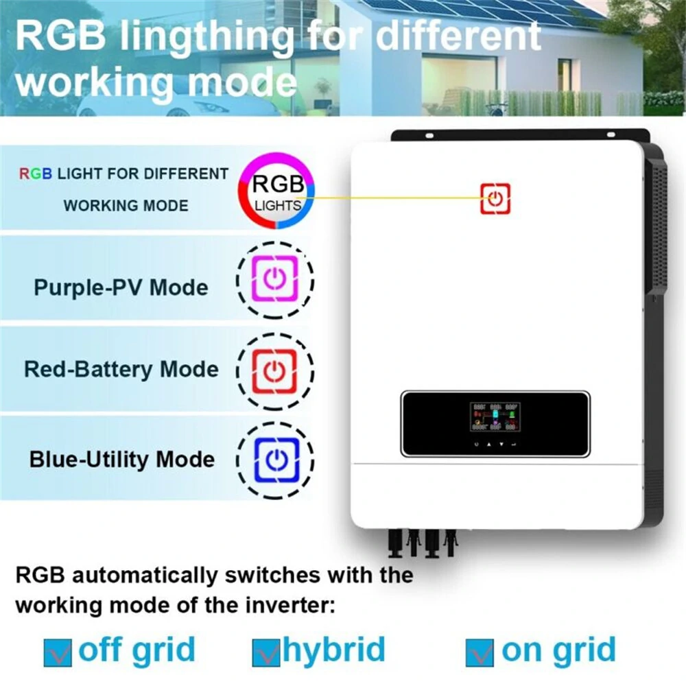 [EU Direct] DAXTROMN POWER 10200W Solar Hybrid Inverter 48Vdc to 230Vac Pure Sine Wave with 2XMPPT 140A 160A Max PV Input 500V, WiFi Module, BMS, Grid-Tie/Off-Grid, 2 AC Outputs, with Charger For Lead-Acid, Lithium Battery, and LifePo4, AGH-10.2KW