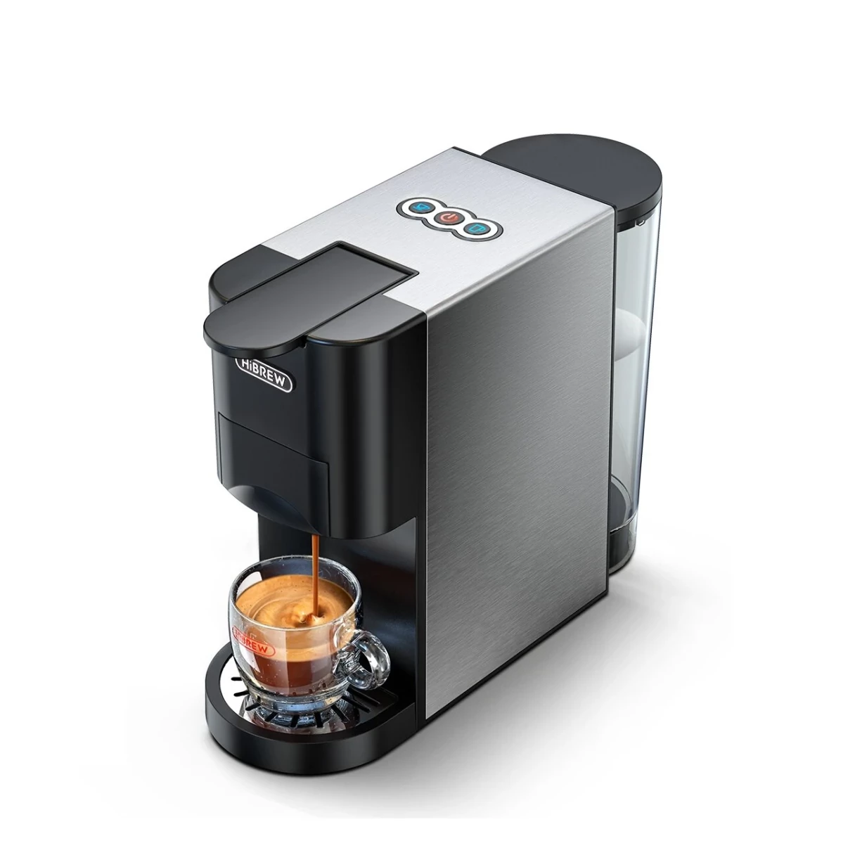 [EU Direct] HiBREW H3A Coffee Machine 4in1 Multiple Capsule Espresso Dolce Milk&Espresso&ESE Pod&Powder Coffee Maker Stainless Metal Outook