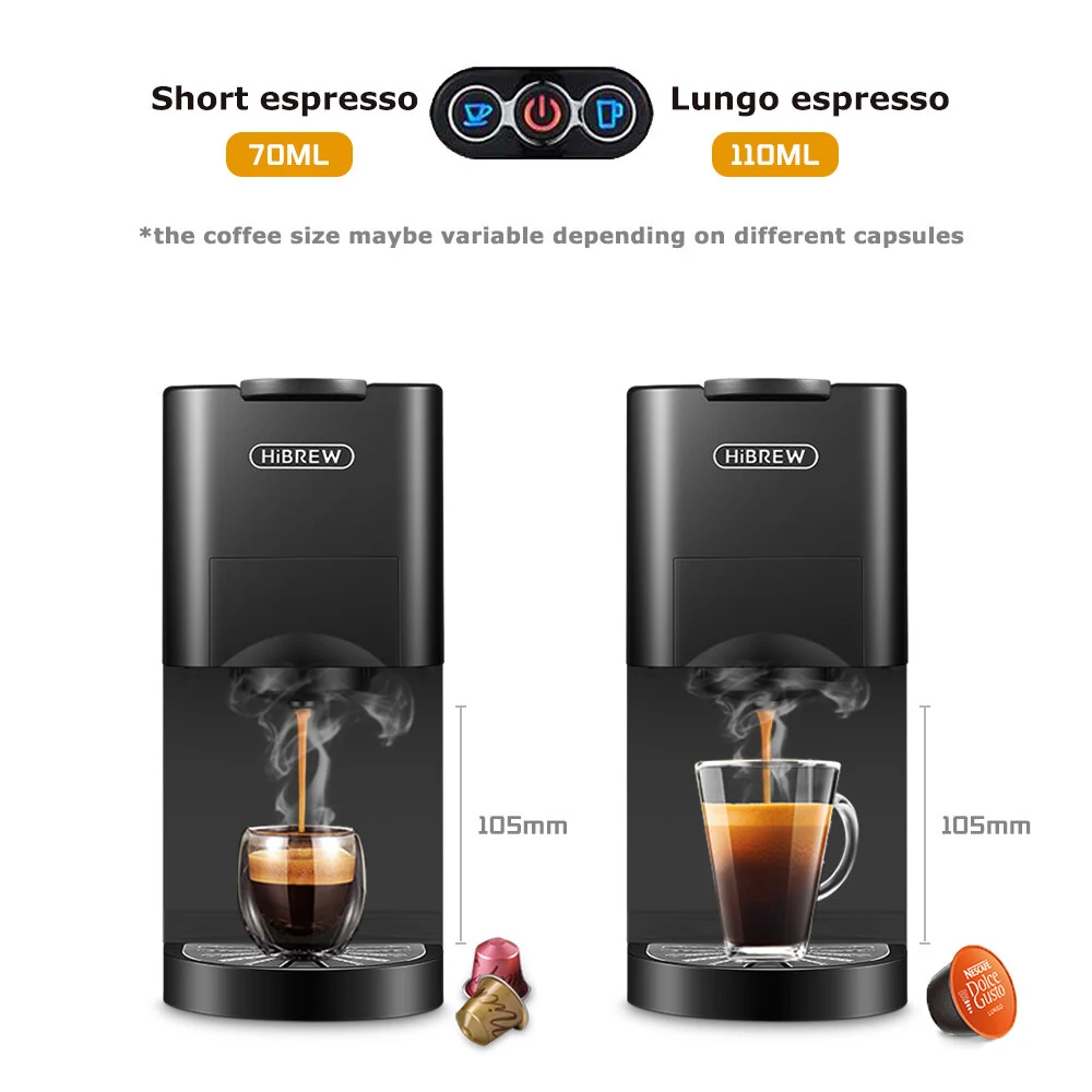 [EU Direct] HiBREW H3A Coffee Machine 4in1 Multiple Capsule Espresso Dolce Milk&Espresso&ESE Pod&Powder Coffee Maker Stainless Metal Outook
