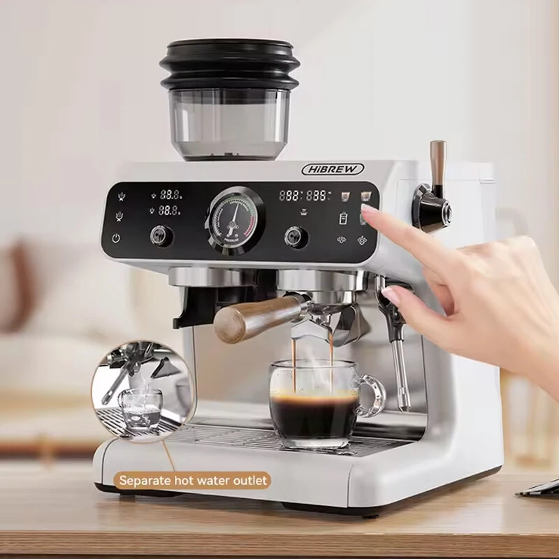 [EU Direct] HiBREW H7B Upgraded Dual Boiler Barista Pro Espresso Machine Built-in Grinder With 30 Size Settings for Cafe Hotel Restaurant