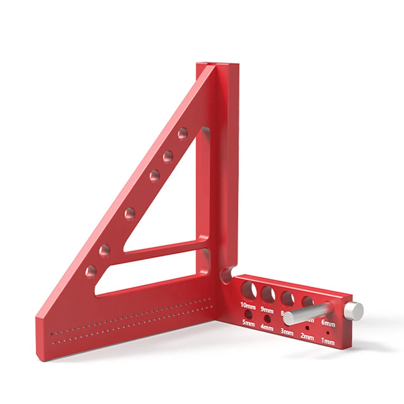 ENJOYWOOD 5 inch 3D Multi-Angle Measuring Ruler Square Ruler 22.5-90 Degree Protractor Protractor Hole Positioning Inch/MM Imperial Metric Durable Aluminum Alloy T-Type Triangle Scriber Tool Ideal for Engineers / Carpenters / Craftsmen