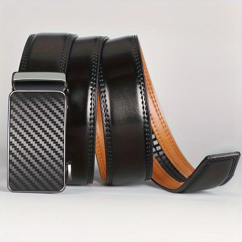 110-130cm Men's Automatic Buckle Leather Belt Easy to Wear for Casual Business Style High Quality Fashion Girdle Belts Sturdy Construction