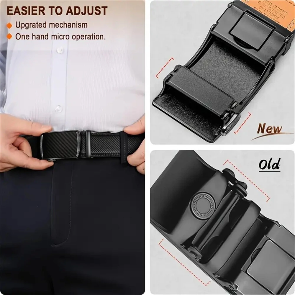 110-130cm Men's Automatic Buckle Leather Belt Easy to Wear for Casual Business Style High Quality Fashion Girdle Belts Sturdy Construction