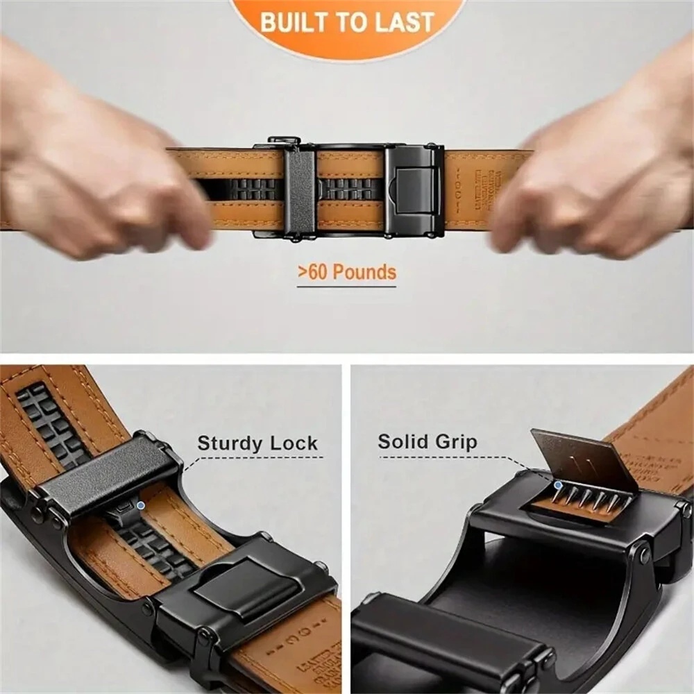 110-130cm Men's Automatic Buckle Leather Belt Easy to Wear for Casual Business Style High Quality Fashion Girdle Belts Sturdy Construction