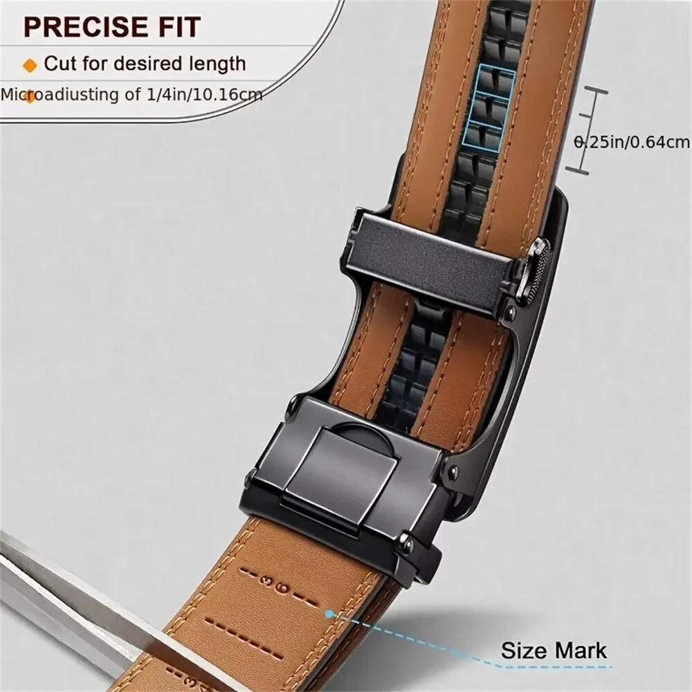 110-130cm Men's Automatic Buckle Leather Belt Easy to Wear for Casual Business Style High Quality Fashion Girdle Belts Sturdy Construction