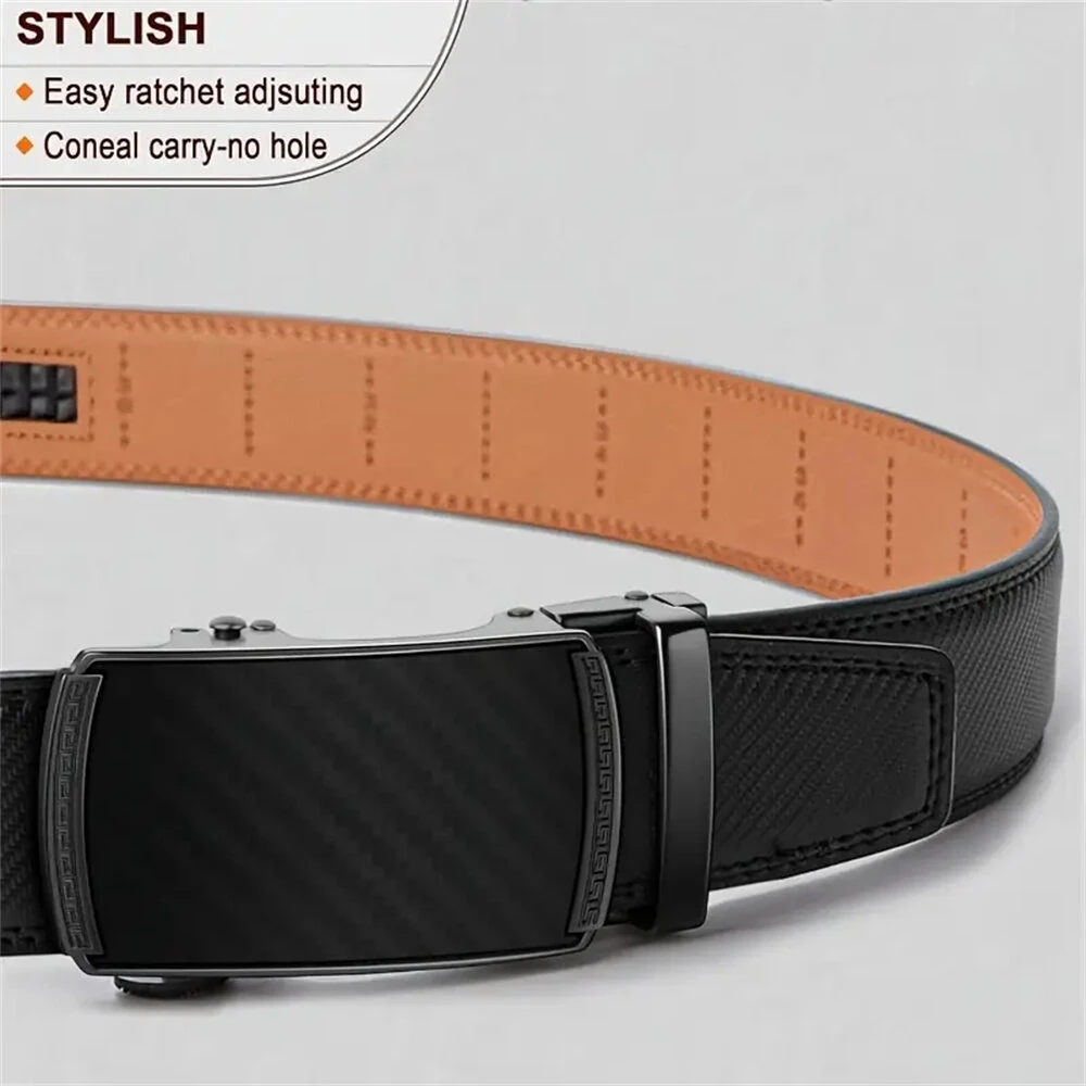 110-130cm Men's Automatic Buckle Leather Belt Easy to Wear for Casual Business Style High Quality Fashion Girdle Belts Sturdy Construction