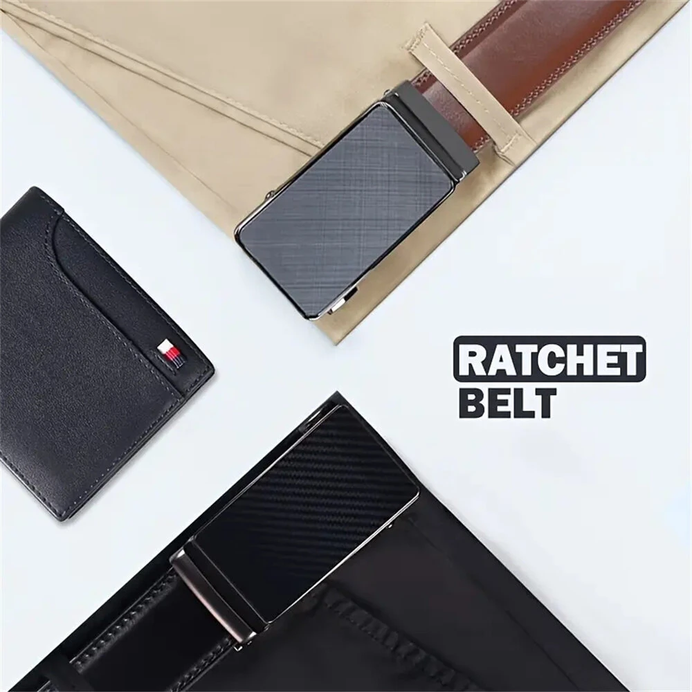 110-130cm Men's Automatic Buckle Leather Belt Easy to Wear for Casual Business Style High Quality Fashion Girdle Belts Sturdy Construction