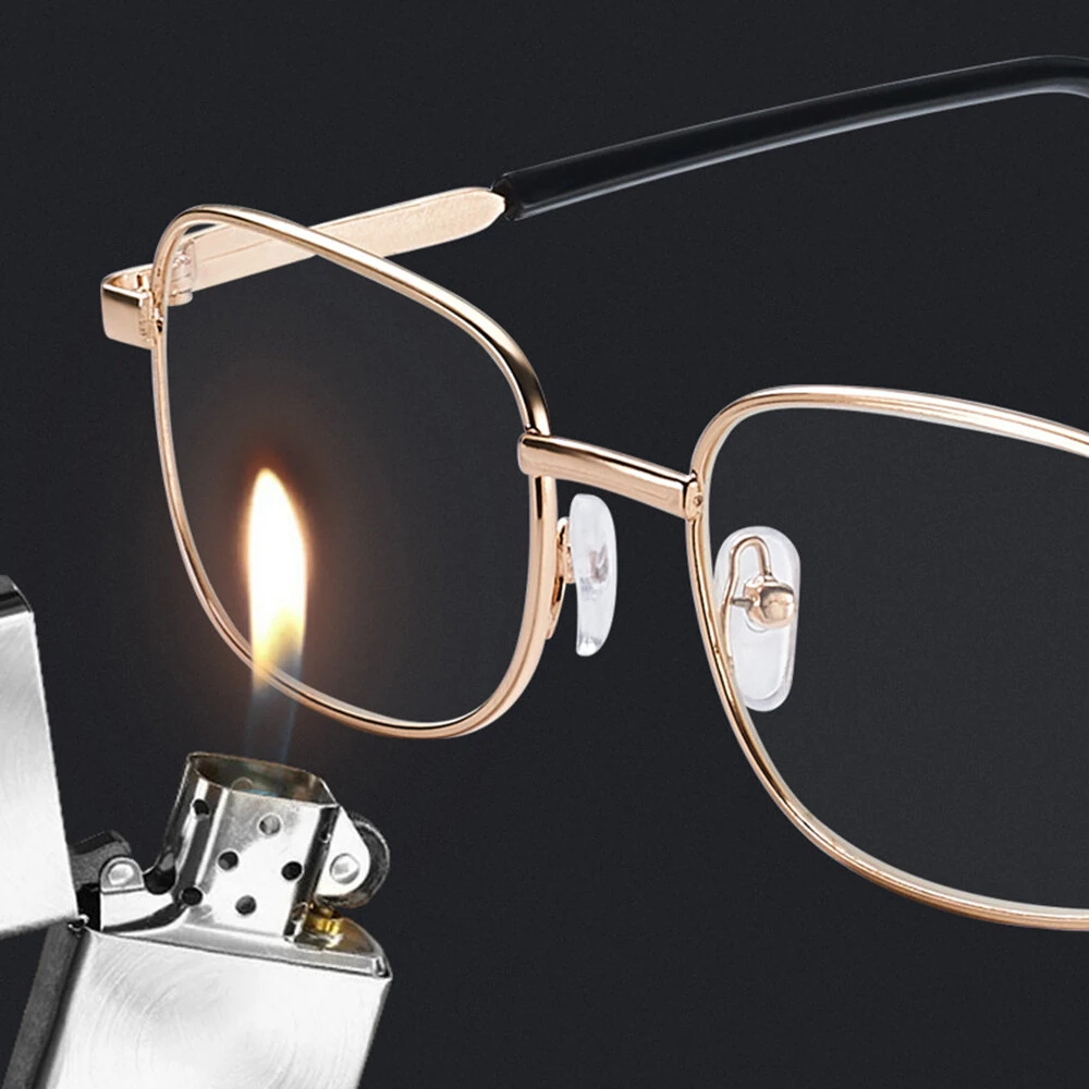 Clear HD Lenses Foldable Reading Glasses Anti-Blue Light Presbyopia Glasses Eye Protection Anti-fatigue Distance Glasses, Men's Women's Full-frame Alloy