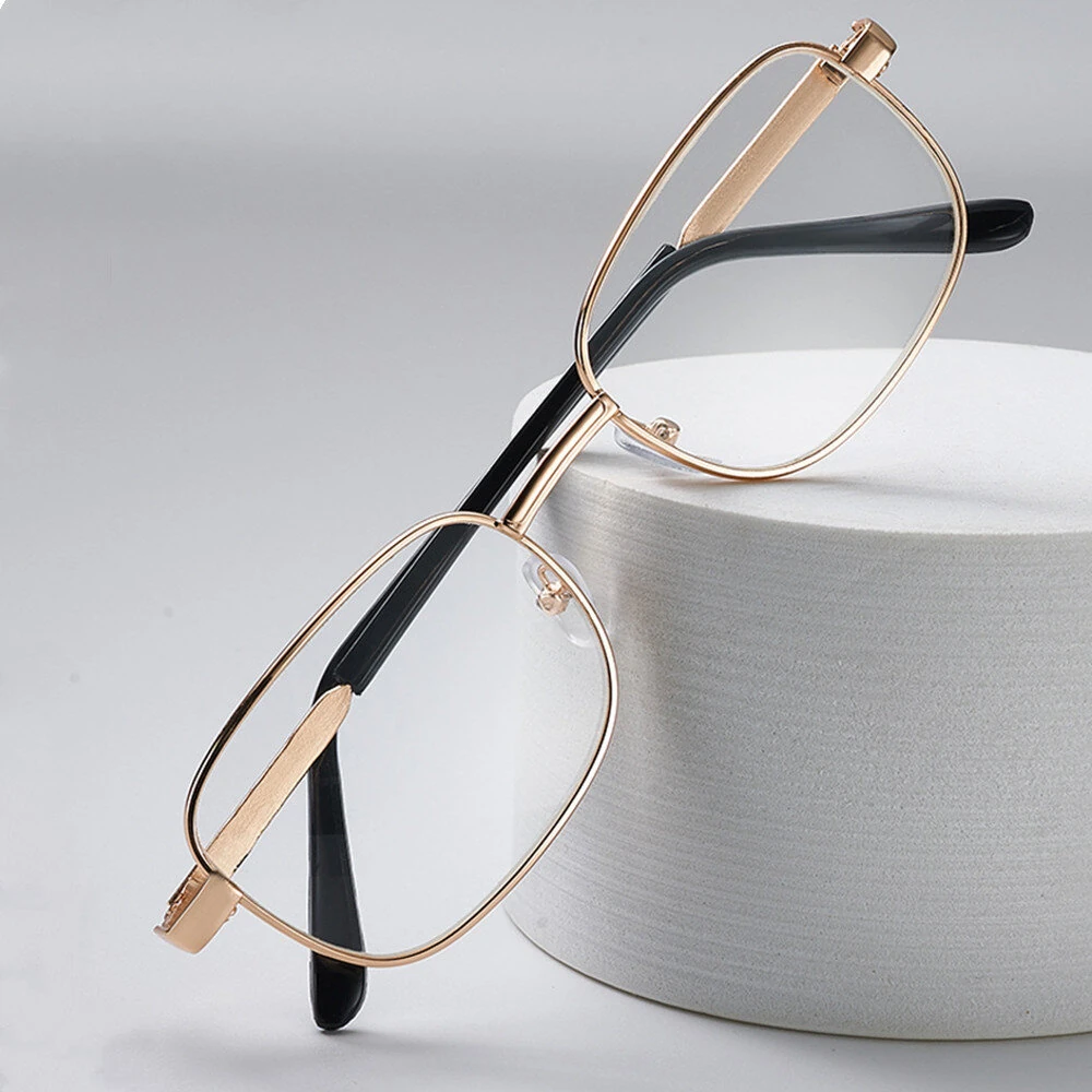Clear HD Lenses Foldable Reading Glasses Anti-Blue Light Presbyopia Glasses Eye Protection Anti-fatigue Distance Glasses, Men's Women's Full-frame Alloy