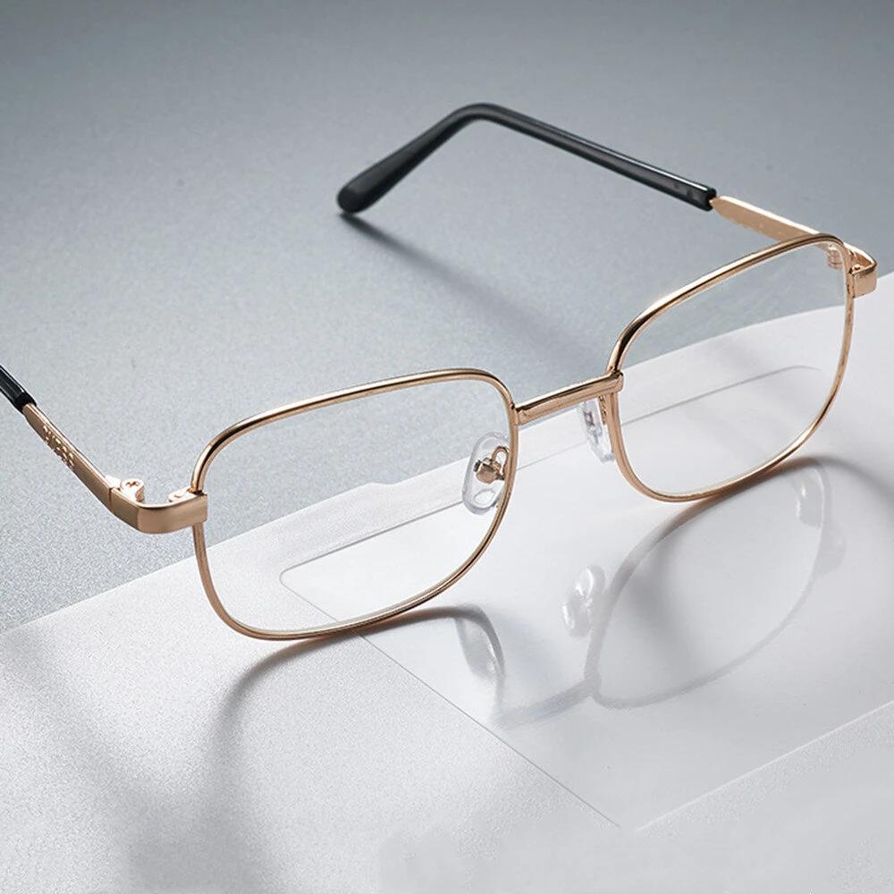 Clear HD Lenses Foldable Reading Glasses Anti-Blue Light Presbyopia Glasses Eye Protection Anti-fatigue Distance Glasses, Men's Women's Full-frame Alloy