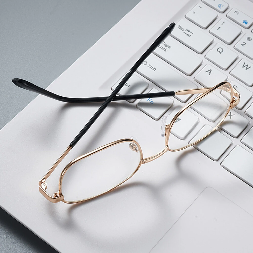 Clear HD Lenses Foldable Reading Glasses Anti-Blue Light Presbyopia Glasses Eye Protection Anti-fatigue Distance Glasses, Men's Women's Full-frame Alloy