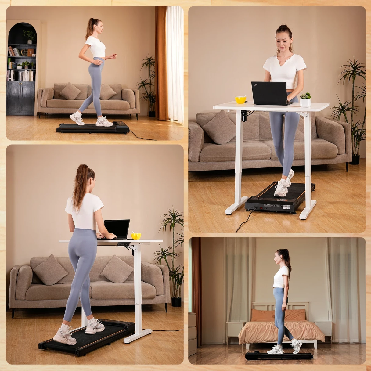 [EU Direct] Formill FT-21 Walking Pad Treadmill 2.5HP Motor 1-6km/h Speed 220 lbs Capacity LED Display Remote Control Warm-up Home Under Desk Treadmill for Walking Running Jogging