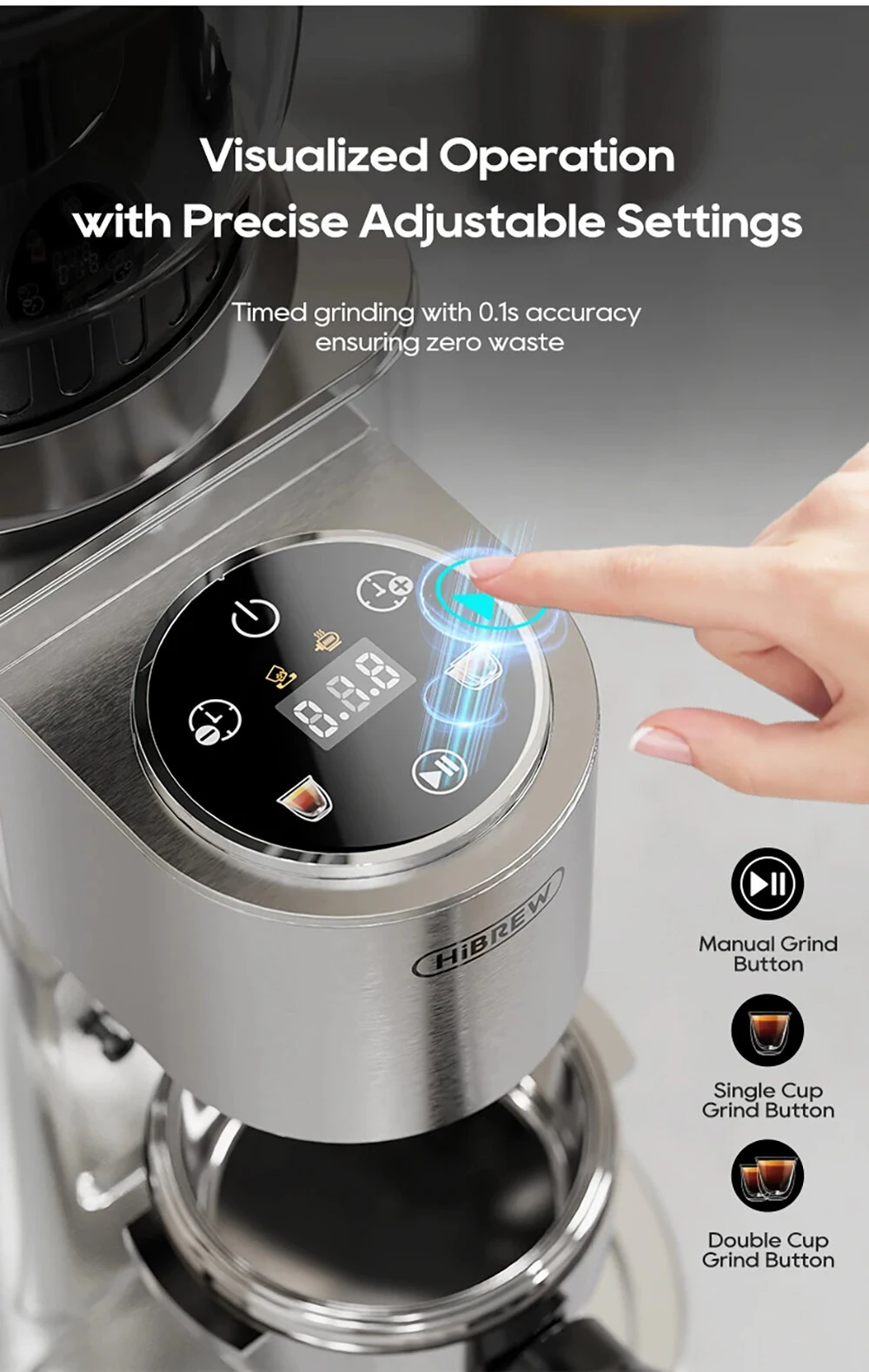 [EU Direct] HiBREW G7 Automatic Burr Mill Electric Coffee Grinder with 48 Gears for Espresso American Coffee Pour Over Visual Bean Storage