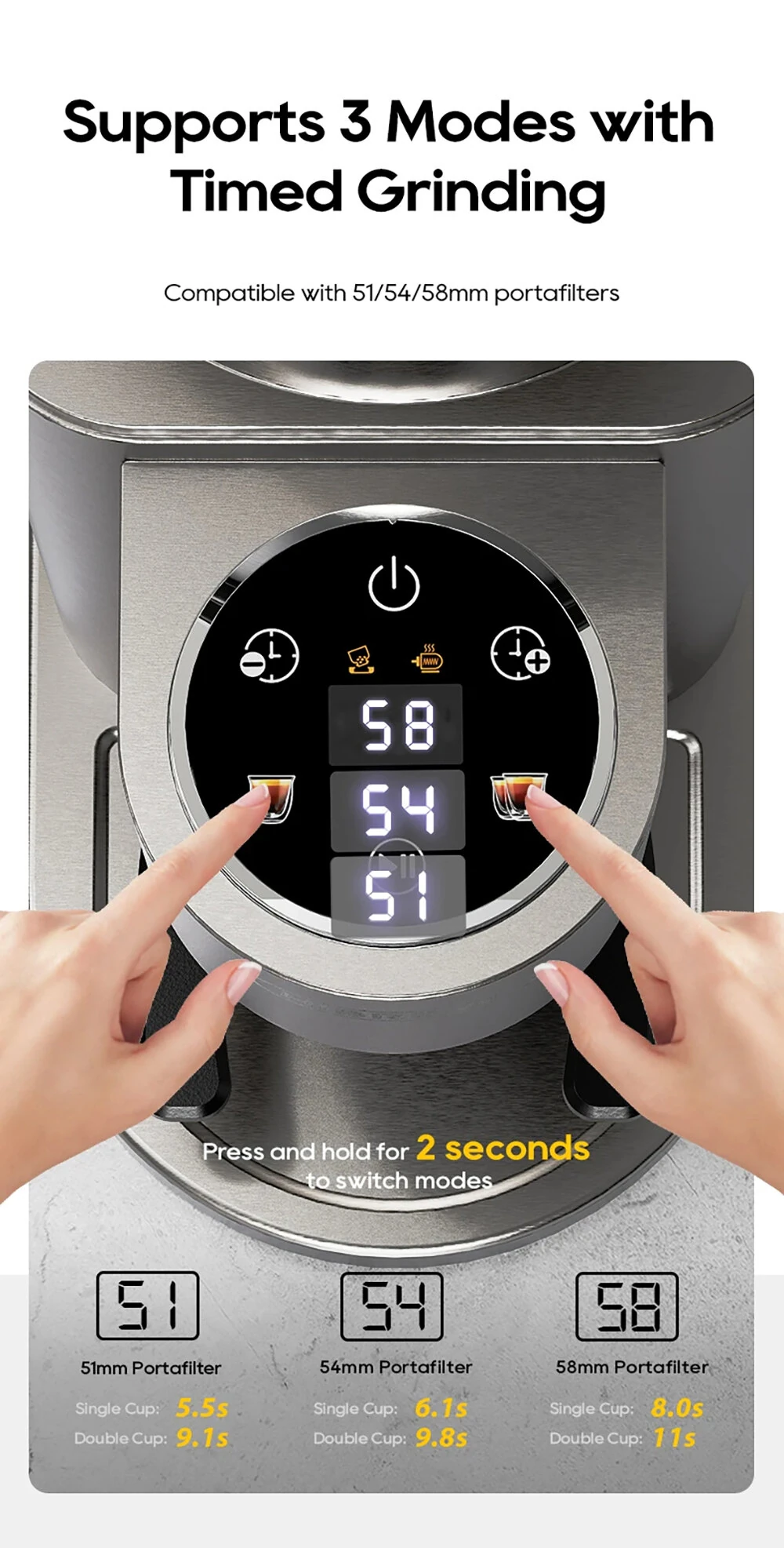 [EU Direct] HiBREW G7 Automatic Burr Mill Electric Coffee Grinder with 48 Gears for Espresso American Coffee Pour Over Visual Bean Storage