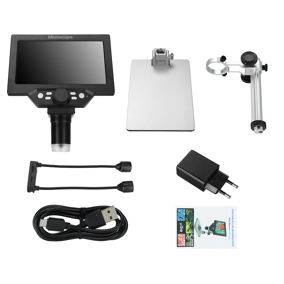 MUSTOOL G1200D Digital Microscope 12MP 7 Inch Large Color Screen Large Base LCD Display 1-1200X Continuous with Light