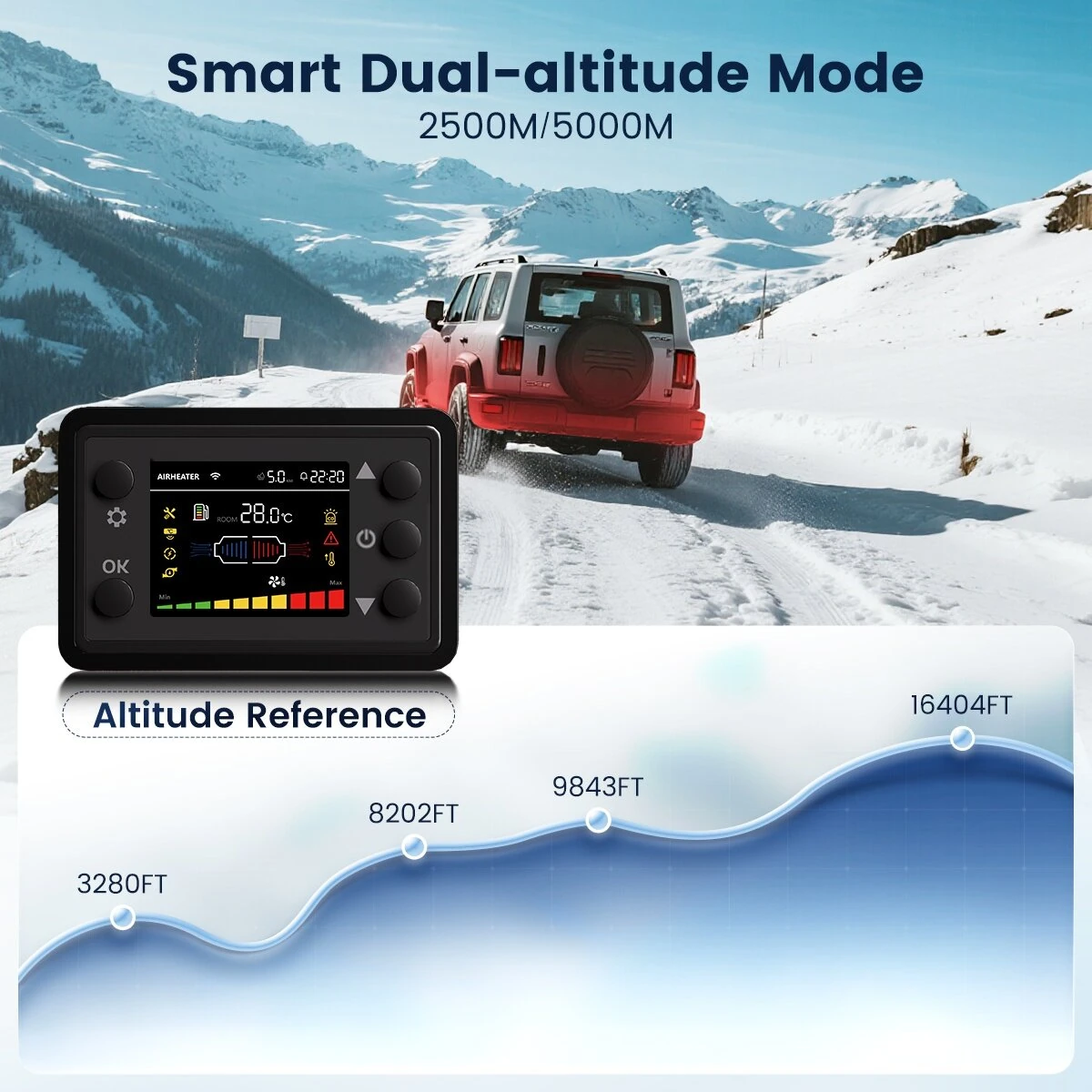 HCALORY  HBU1S 8KW Diesel Heater 10L Parking Diesel Air Heater Fast Heating 110/12/24V with Bluetooth App Control Automatic Start and Stop Multiple Timed Settings Altitude Mode for RV Garage 2025 Upgraded