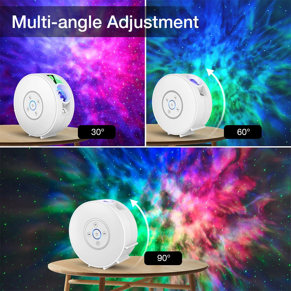 BlitzWill® BW-PLT2 Smart Star Projector with Star & Colorful LED Nebula 6 Theme Film Slides bluetooth Speaker White Noise Alarm APP& Voice Control