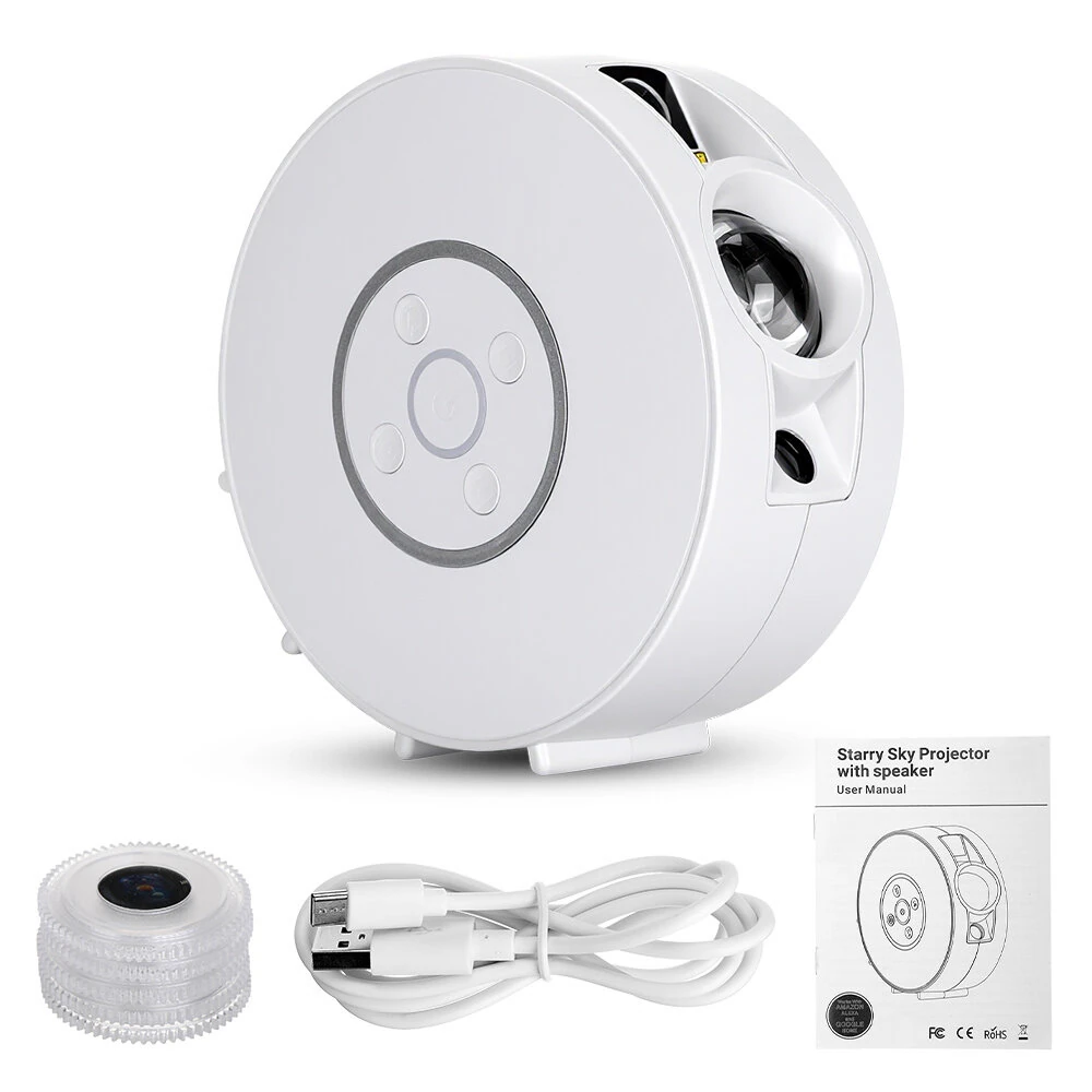 BlitzWill® BW-PLT2 Smart Star Projector with Star & Colorful LED Nebula 6 Theme Film Slides bluetooth Speaker White Noise Alarm APP& Voice Control