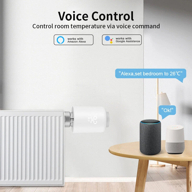 Tuya Zigbe Smart Thermostat Radiator Valve Temperature Schedule Setting Window Open Detection Function APP Remote Voice Control Work with Alexa Google Assistance
