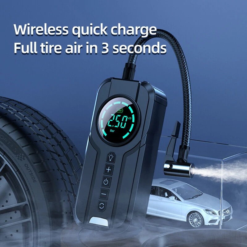 TUERBB T-AP01 Cordless Inflatable Pump 150psi Mini Portable Car Air Pump Emergency Power Bank with HD Display
