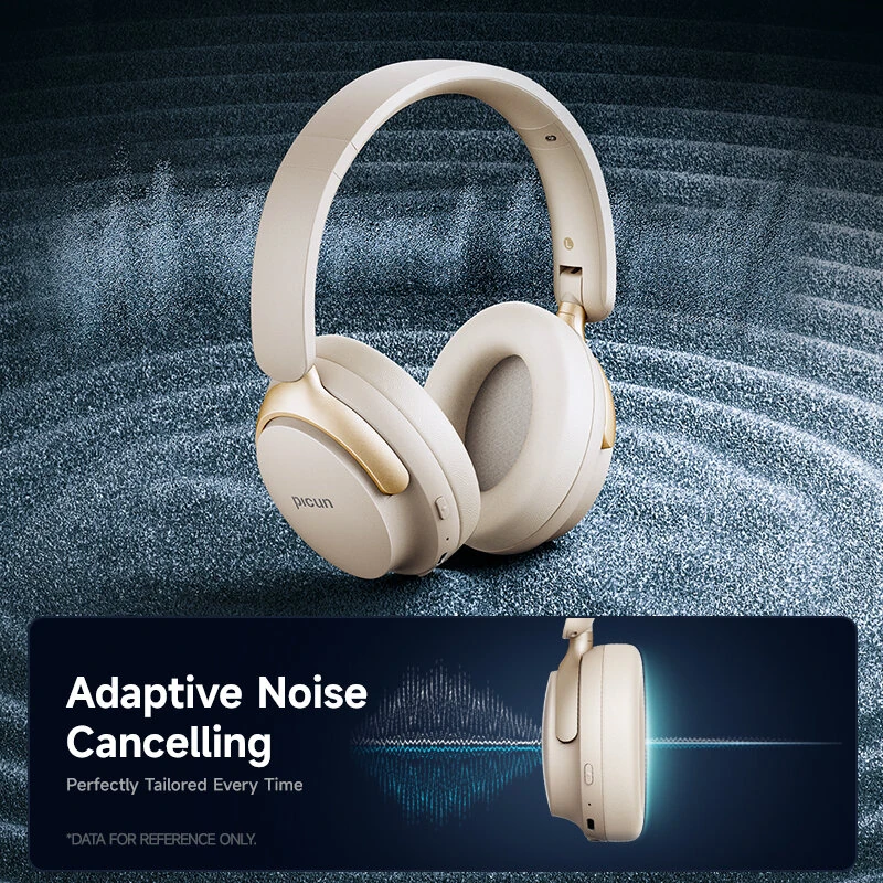 PICUN NC60 Wireless bluetooth 5.4 Headset ANC Gaming Headphone -48dB Deep Noise Reduction 4 Mic Noise Reduction 40mm HD Driver HiFi Bass 130H Playback AUX E-Sports Gamer Headphones