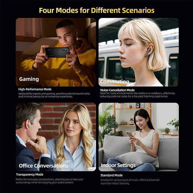 KZ Carol Pro ANC Earbuds Wireless bluetooth 5.4 Earphone 55dB Depth Noise Cancelling 6 Mic Call Noise Reduction LDAC Audio HiFi DSP Module 35H Playback 55ms Low Delay In-ear Sports Headphones