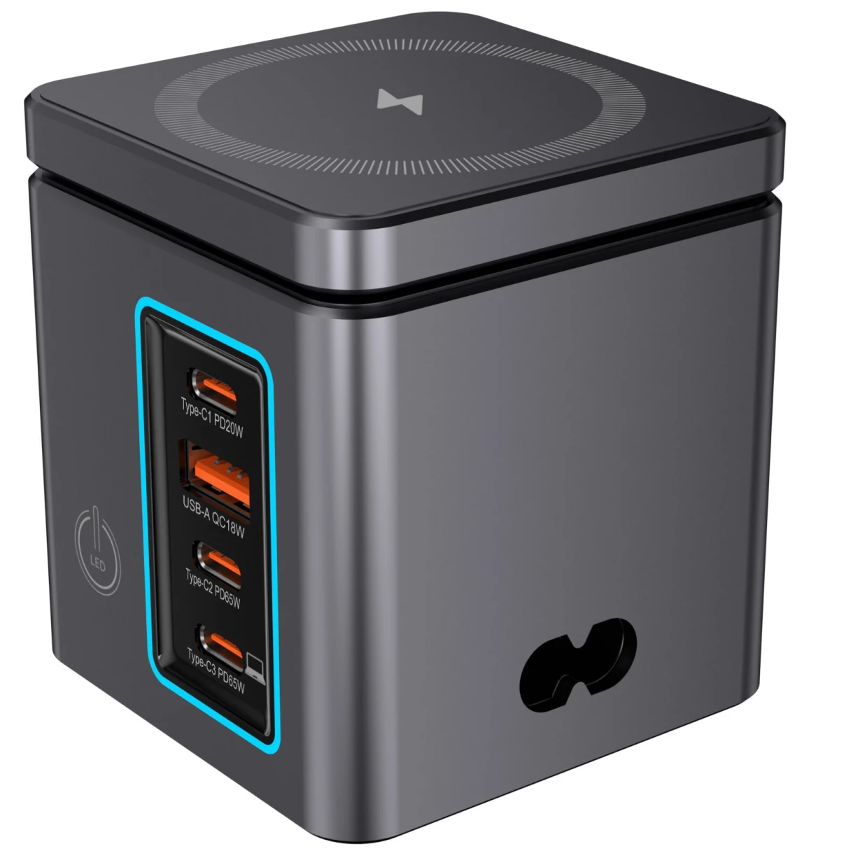 [GaN Tech] Blitzwolf BW-i113 105W 6-in-1 Desktop Charging Station with Wireless Charger PD QC Fast Charging with LED Light EU Plug for iPhone 16 16 Pro 15 14 13 Pro Max for iPad Pro for Macbook Pro for Airpods for Apple Watch