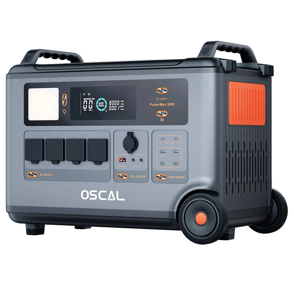 [EU Direct] Blackview OSCAL PowerMax 6000W 3600Wh Portable Power Station with Blackview Oscal PM400 PRO 400W Foldable Solar Panel, LiFePO4 Solar Generator with AC Outlets,  for Home Use, Outdoor Camping, RV Trip