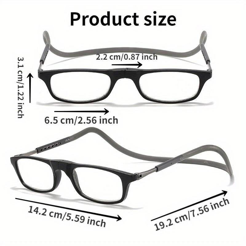 1 Pcs Lightweight Portable Soft Tape Hanging Neck Magnetic Reading Glasses Comfortable HD Anti-blue Light Presbyopia Glasses