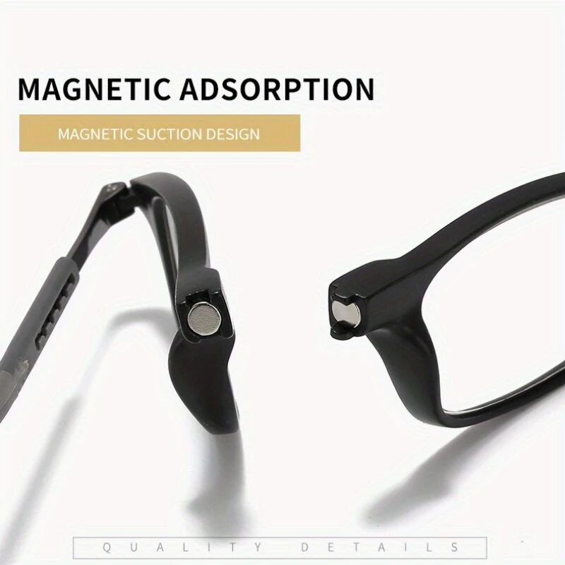 1 Pcs Lightweight Portable Soft Tape Hanging Neck Magnetic Reading Glasses Comfortable HD Anti-blue Light Presbyopia Glasses