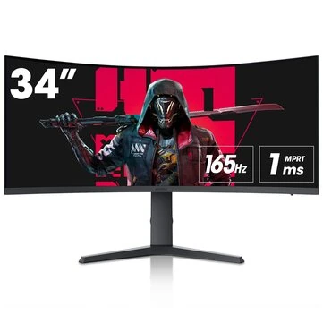 KOORUI 34 Inch Ultrawide Curved Gaming Monitor PC Screen 165Hz 1MS 1000R WQHD 3440x1440P VA Adaptive Sync 2xHDMI 100Hz & DisPort 165Hz VESA 75 x 75 mm DCl-P3 90% Height Adjustable for Black M