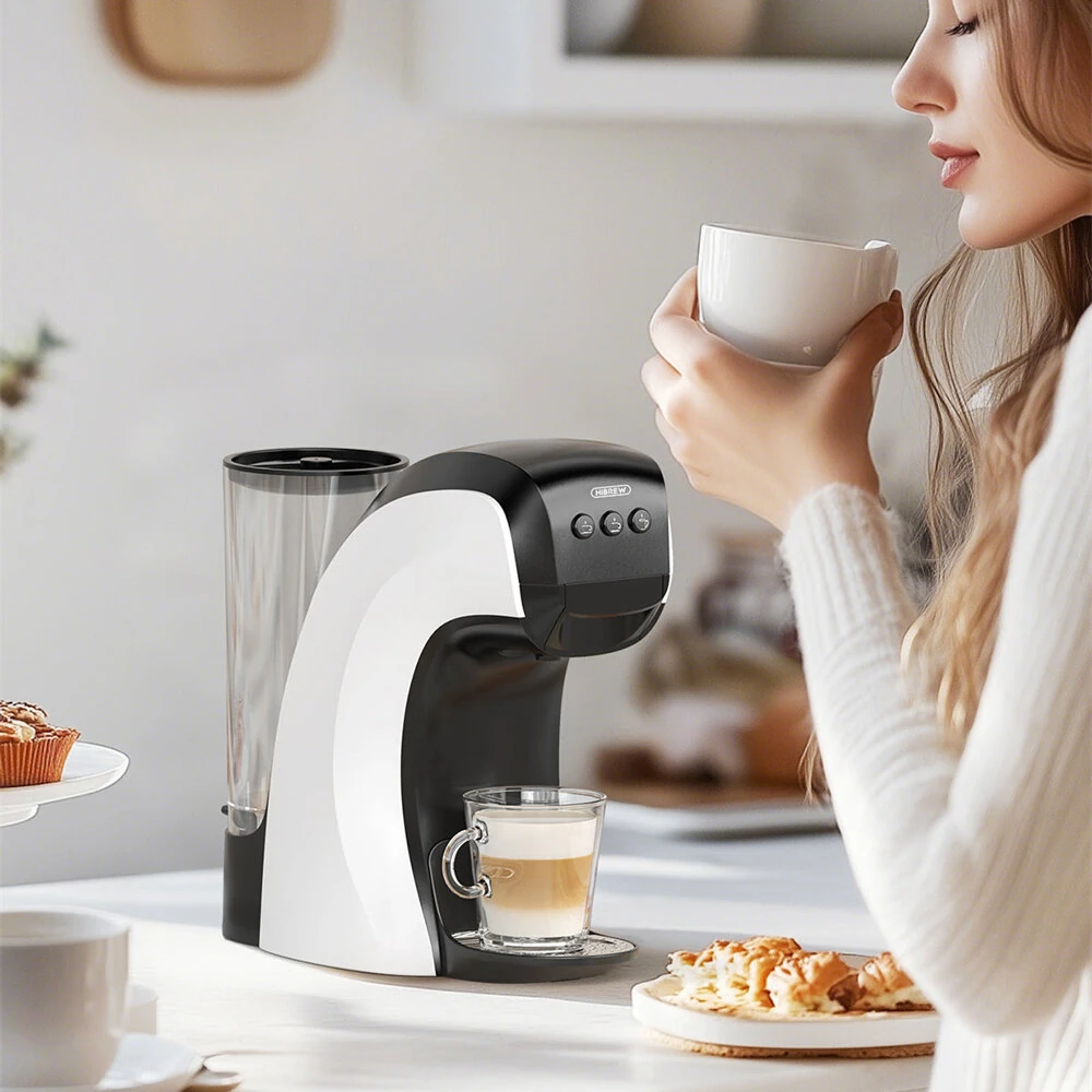 [EU Direct] HiBREW H3B 3-in-1 1100W 19 Bar Capsule Coffee Machine One-Touch Brew Espresso Maker for NS/DG Capsules & Ground Coffee