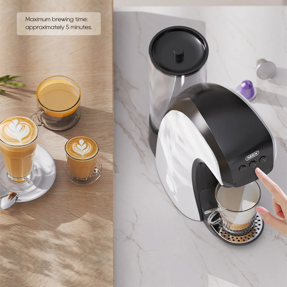 [EU Direct] HiBREW H3B 3-in-1 1100W 19 Bar Capsule Coffee Machine One-Touch Brew Espresso Maker for NS/DG Capsules & Ground Coffee