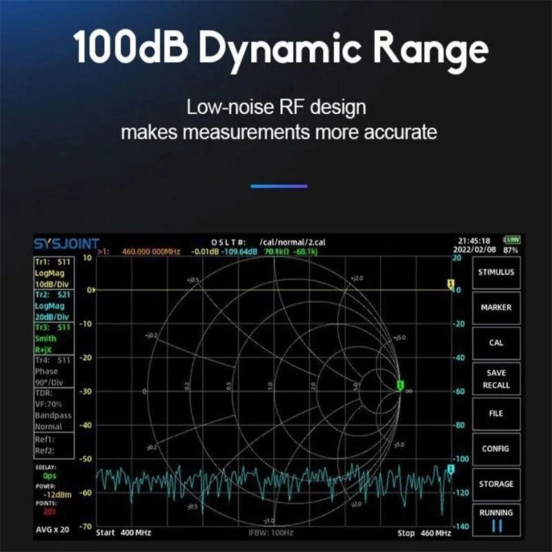 SV4401A 50KHz-4400MHz Vector Network Analyzer 7 inch Touch Screen 100db Dynamic NanoVNA Vector Network Analyzer