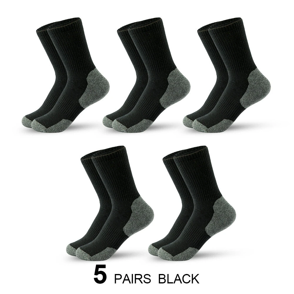 5 Pairs Men's Mid-calf Socks Sweat Anti-odor Sports Socks for Spring Autumn Winter Outdoor Running Basketball Socks Thick Warm Male Socks Large Size 39-45
