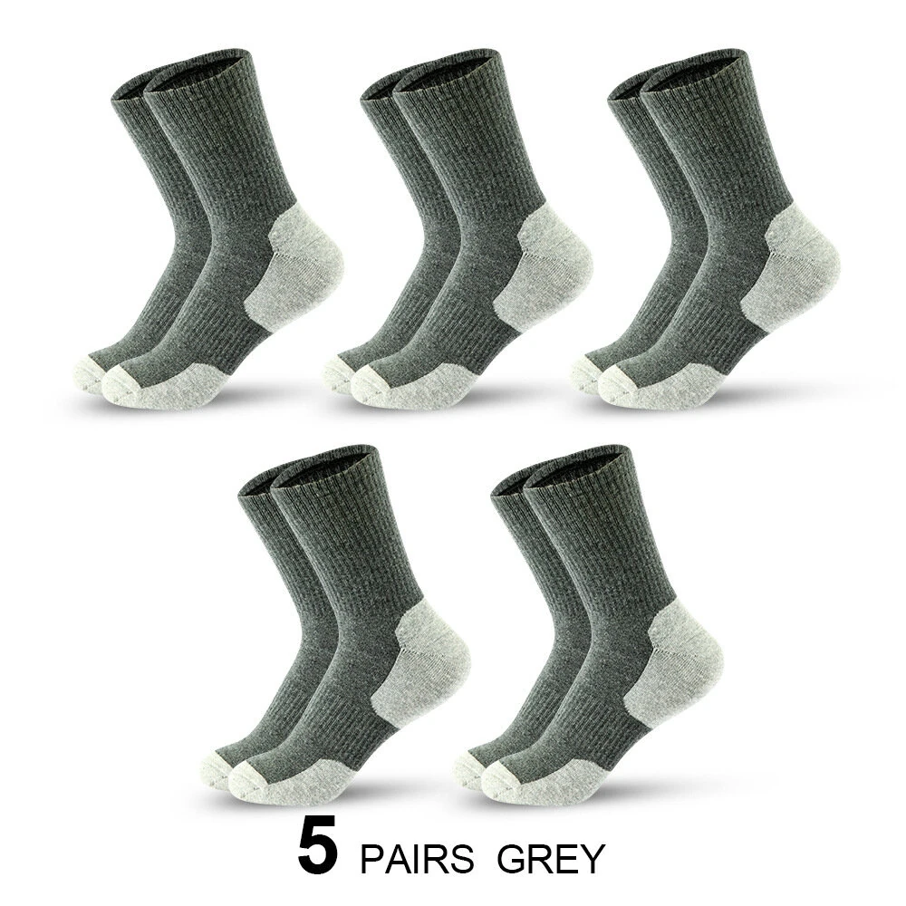 5 Pairs Men's Mid-calf Socks Sweat Anti-odor Sports Socks for Spring Autumn Winter Outdoor Running Basketball Socks Thick Warm Male Socks Large Size 39-45