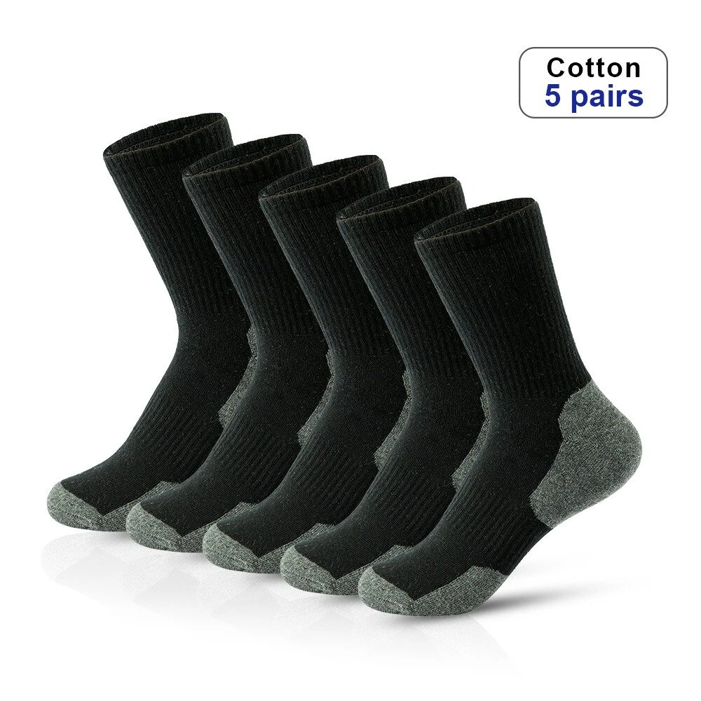 5 Pairs Men's Mid-calf Socks Sweat Anti-odor Sports Socks for Spring Autumn Winter Outdoor Running Basketball Socks Thick Warm Male Socks Large Size 39-45