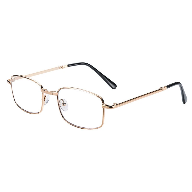 Anti Blue Light Multifocal Reading Glasses, Portable Foldable Presbyopic Glasses for Both Near Far Distances, Gold Frame Eyeglasses