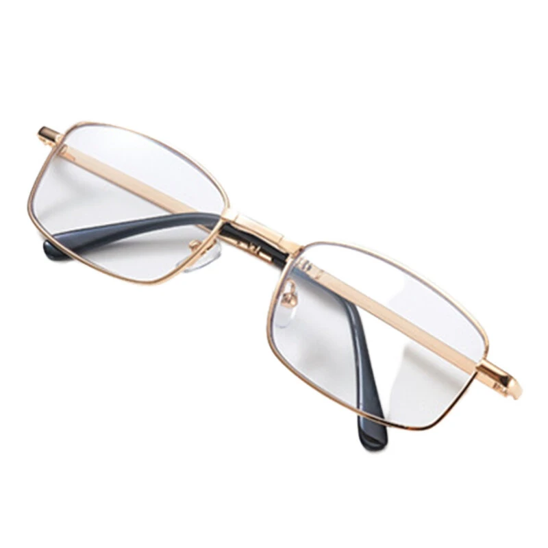 Anti Blue Light Multifocal Reading Glasses, Portable Foldable Presbyopic Glasses for Both Near Far Distances, Gold Frame Eyeglasses