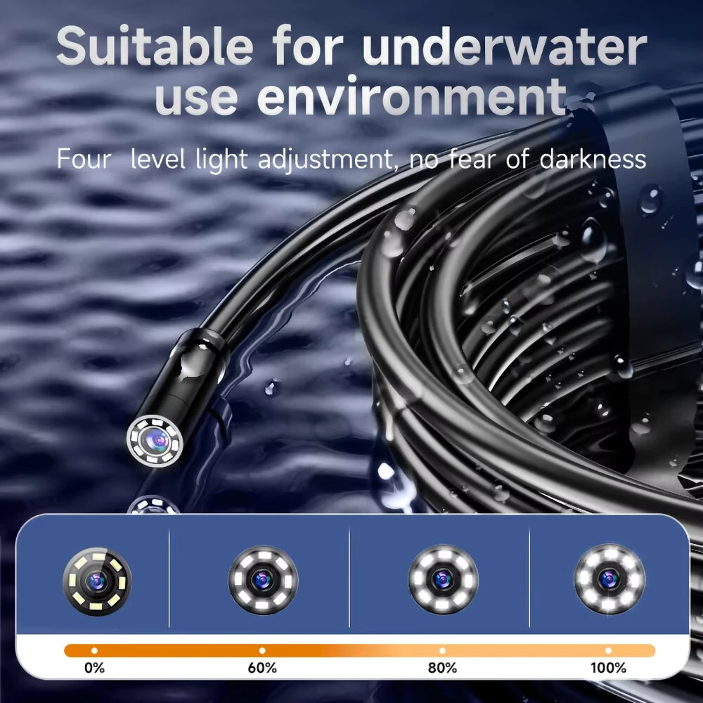 4.3 inch Industrial HD Endoscope Camera Video IPS Display Screen Digital Car Repair Maintenance Machine Inspection Blockage Removal 8 LED Adustable Lights IP67 Waterproof Oilproof