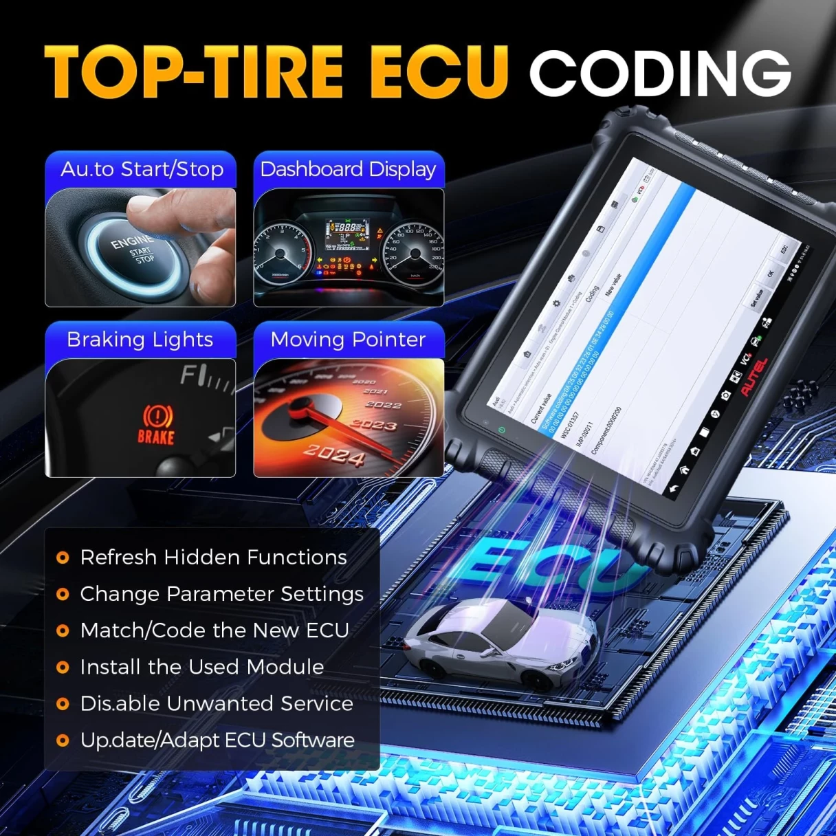 Autel MS906 Pro Scanner MS906PRO Car Diagnostic Tool ECU Coding Active Test OBD2 Car Scanner CAN FD DoIP PK MS906S